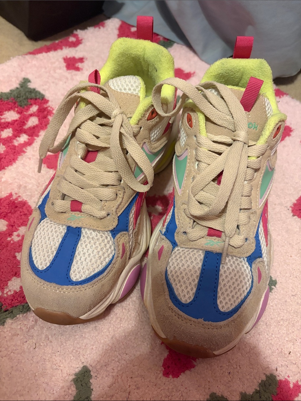 Reebok Women’s Multicolor Athletic Sneakers - Beige, Blue & Pink